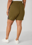 Leopard Trimmed Textured Shorts
