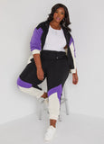 Plus Size colorblock fleece joggers streetwear plus size matching set