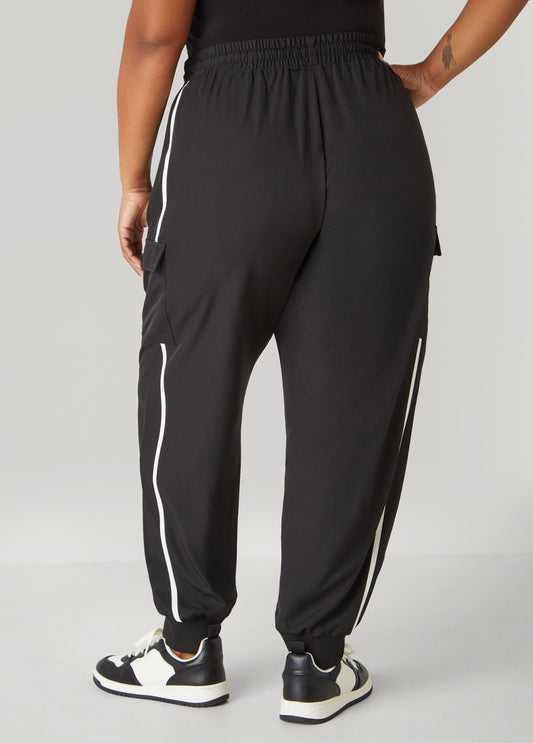 Piped Drawstring Cargo Joggers
