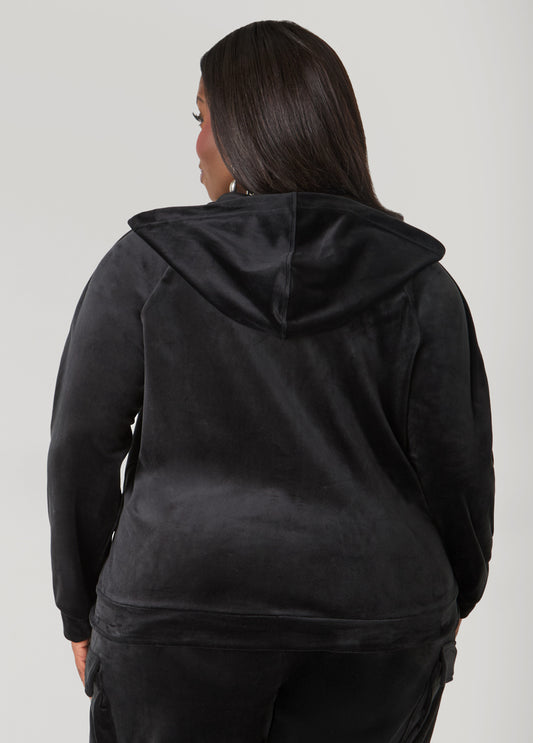 Hooded Velour Track Jacket