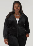 Plus Size Hooded Velour Track Jacket
