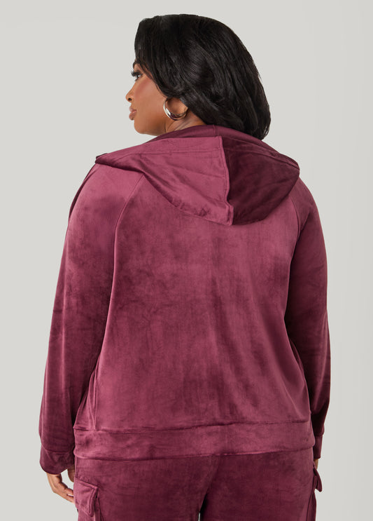 Hooded Velour Track Jacket