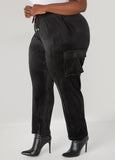 Pintucked Velour Track Pants