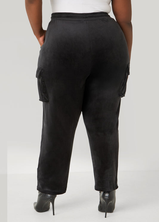 Pintucked Velour Track Pants