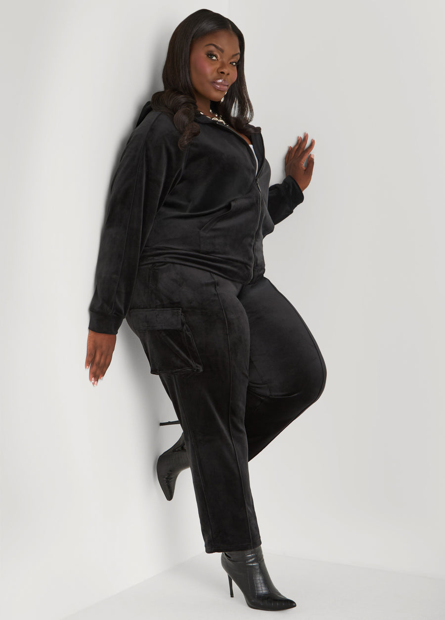 Plus Size Pintucked Velour Track Pants