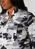 Studded Camo Print Jacket