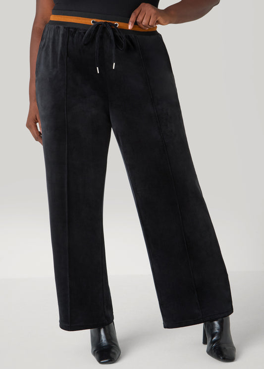 Plus Size Stripe Trimmed Velour Track Pants