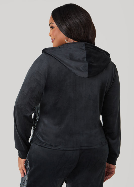 Sequined Velour Hoodie
