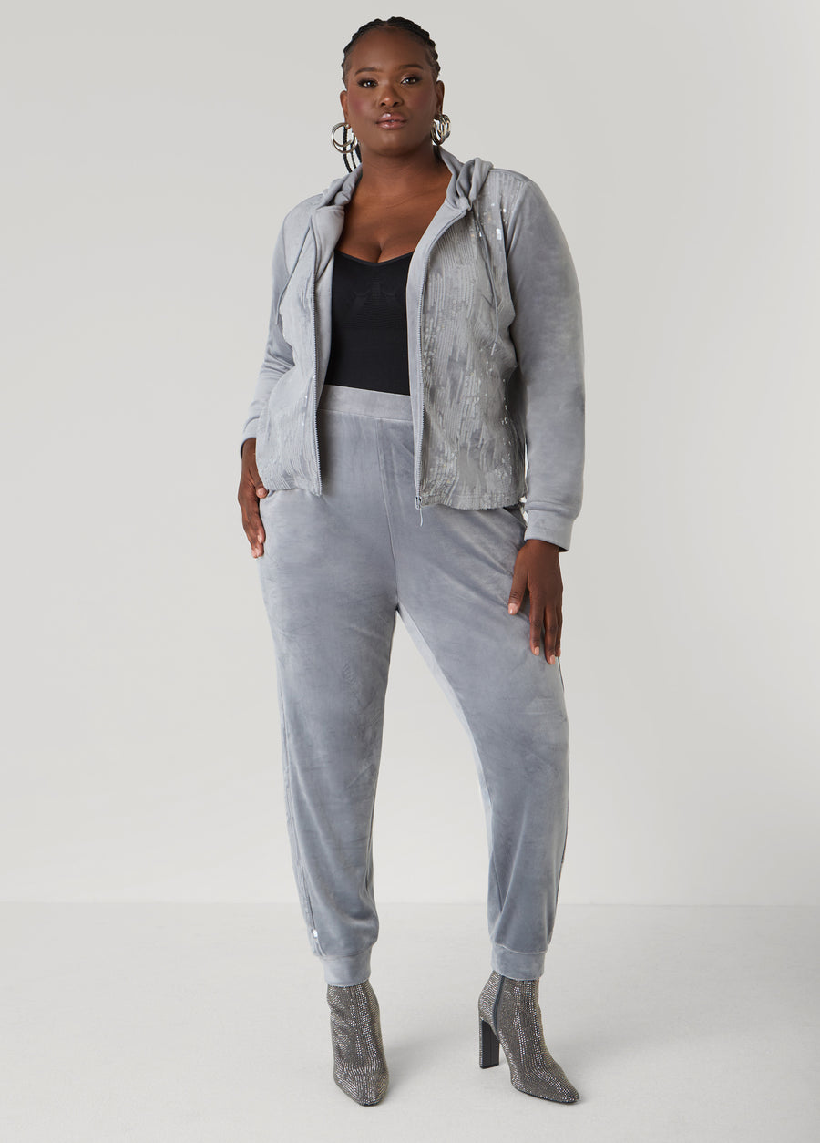 Sequined Velour Joggers