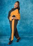 Plus Size two tone track joggers windbreaker fashion two piece set