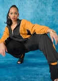 Plus Size two tone track joggers windbreaker fashion two piece set