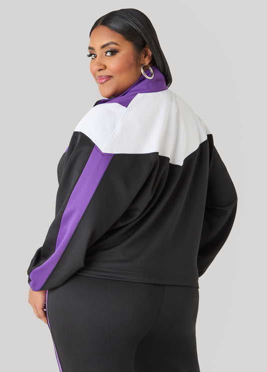 Drawstring Colorblock Track Jacket