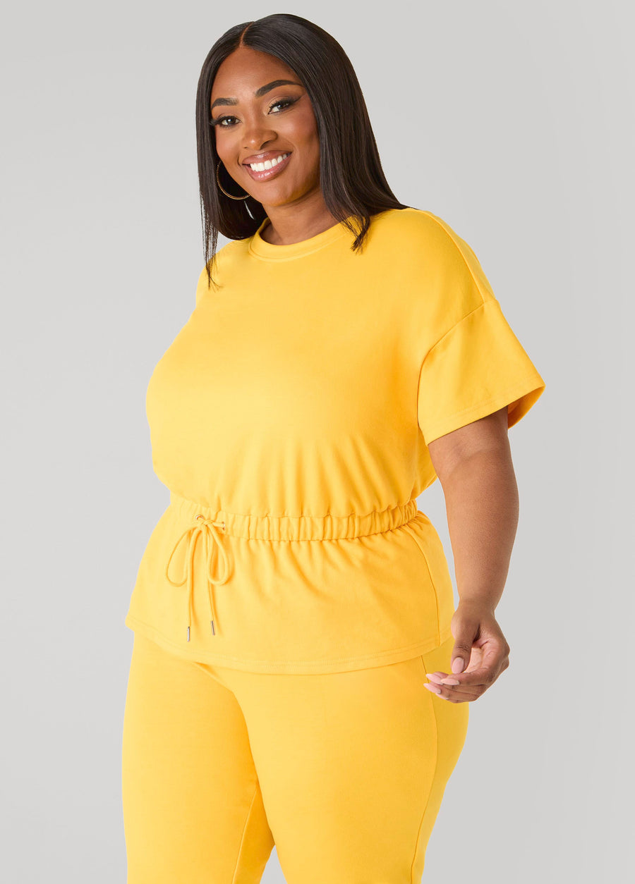 Plus Size Drawstring Peplum Sweatshirt