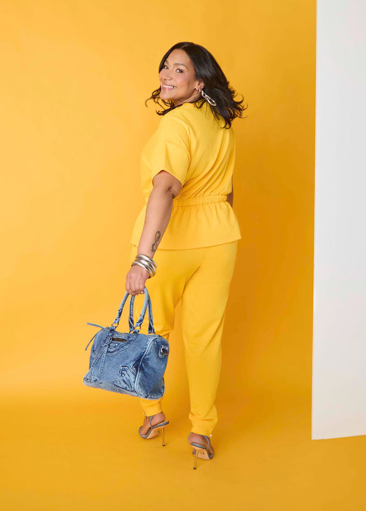 Plus Size Zip Ankle Joggers Sweatpants Two Piece Matching Set