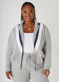 Plus Size Striped Terry Track Jacket