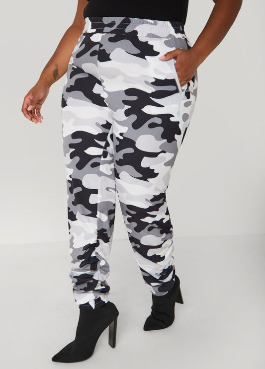 Ruched Camo Print Joggers