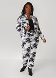Plus Size Ruched Camo Print Joggers