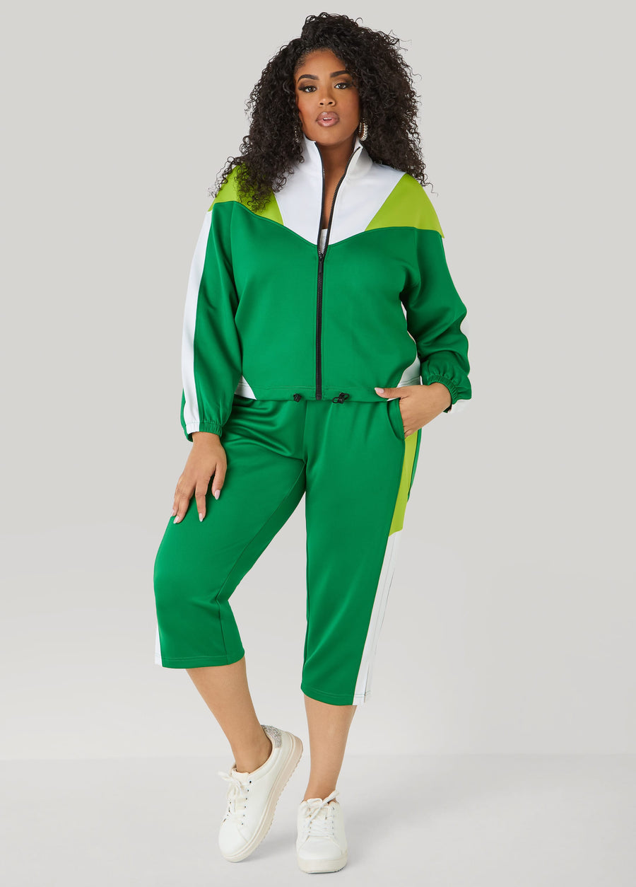 Side Split Colorblock Capris