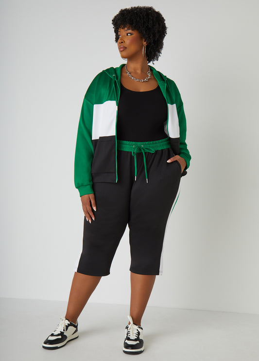 High Waist Striped Capris