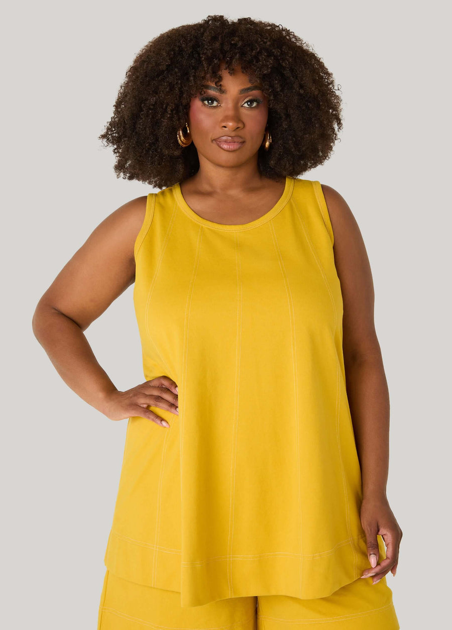 Plus Size Seam Detailed Swing Top