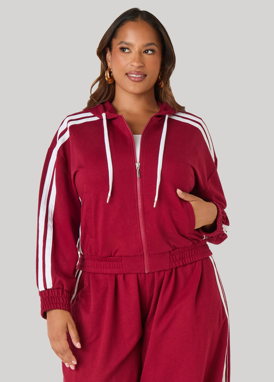 Plus Size Striped Track Jacket