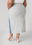 Denim And French Terry Maxi Skirt