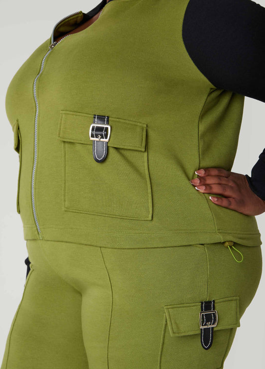 Buckle Detailed Two Tone Jacket