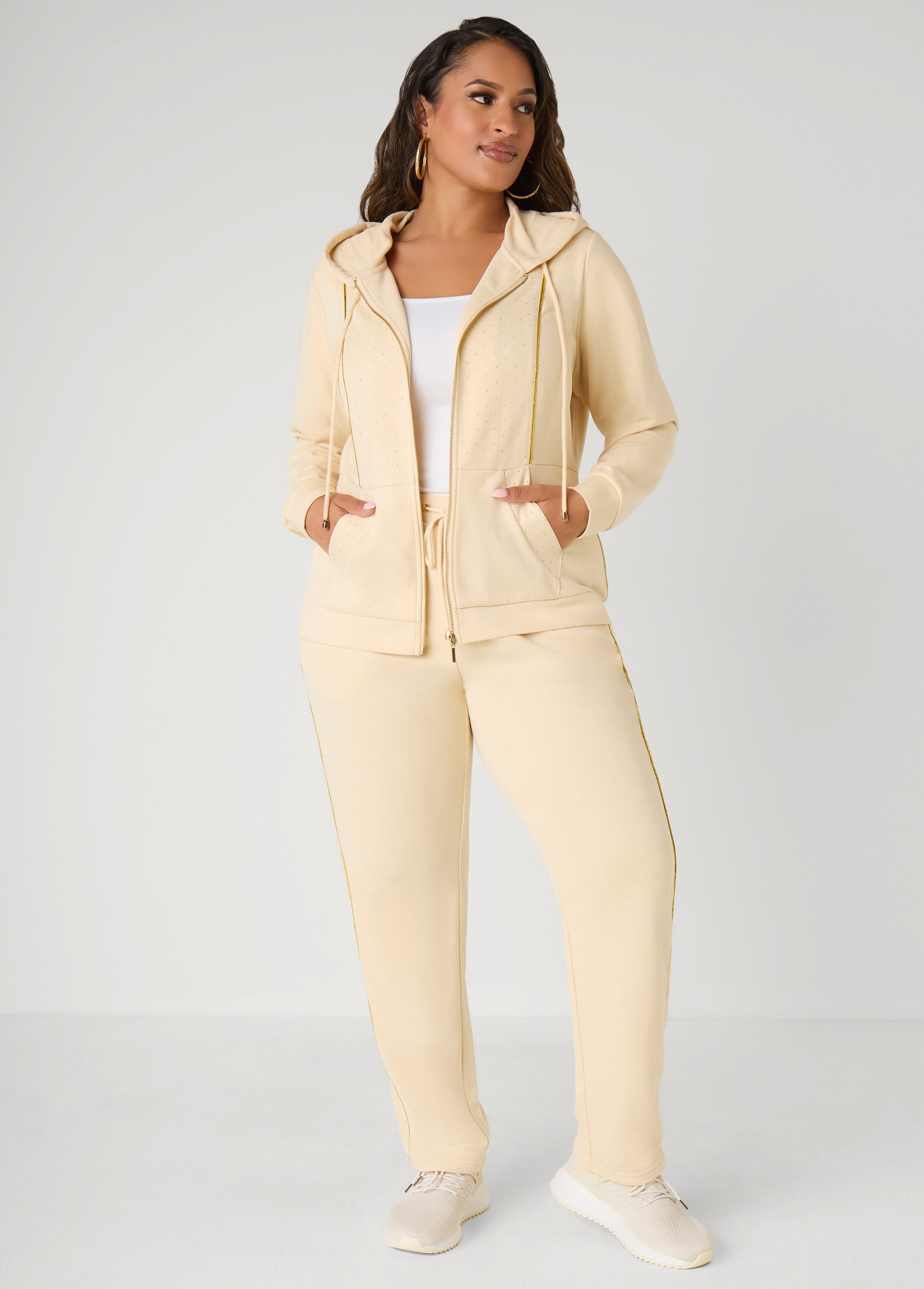 Plus Size Studded French Terry Pants