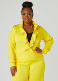 Plus Size Ruffle Trimmed Track Jacket