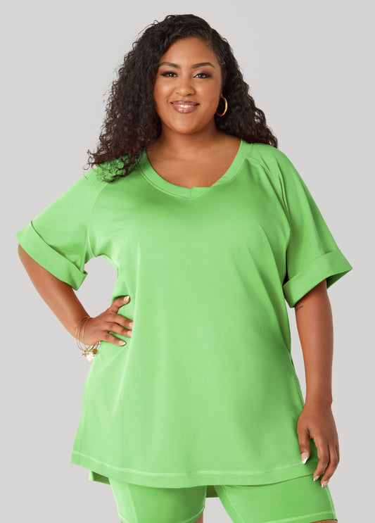 Side Split Athletic Knit Top