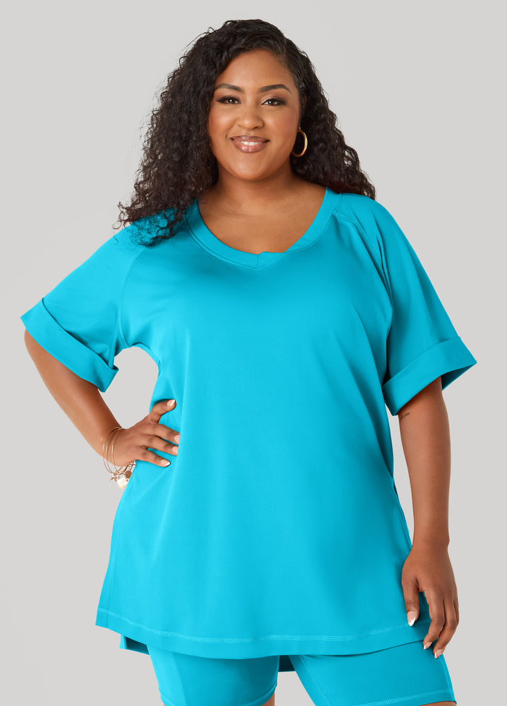 Side Split Athletic Knit Top – Ashley Stewart