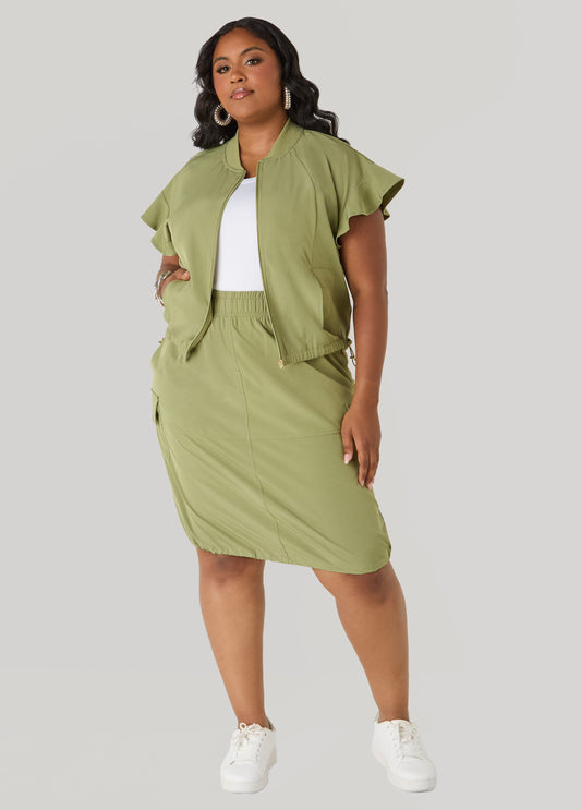 Drawstring Slip On Cargo Skirt