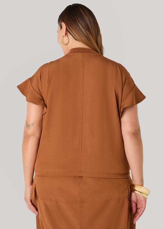 Ruffle Sleeved Track Jacket