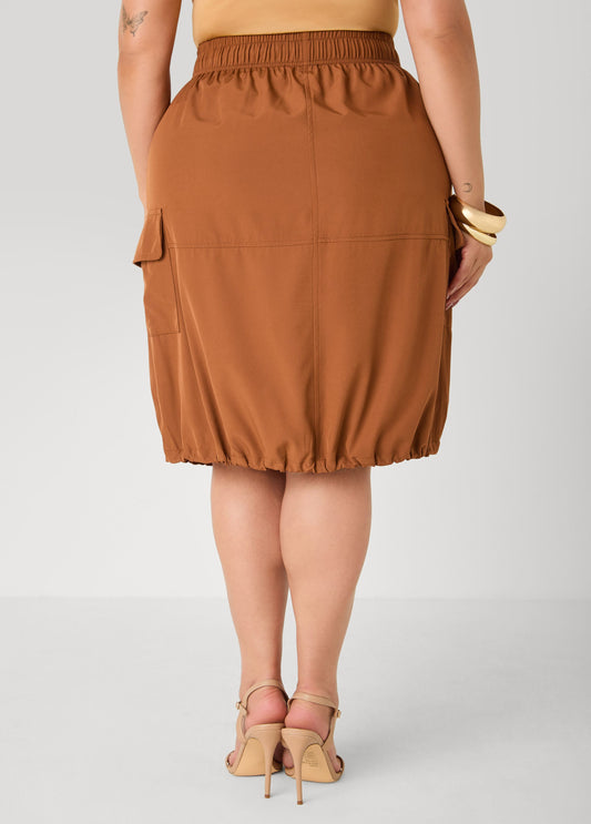 Slip On Drawstring Cargo Skirt