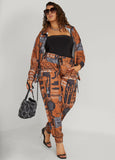Newspaper Print Drawstring Jacket