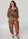 Newspaper Print Drawstring Jacket