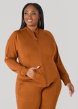 Plus Size Track Jacket Caramel Athletic Jacket Two Piece Set