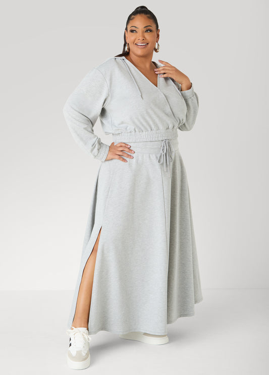 Side Split Drawstring Maxi Skirt