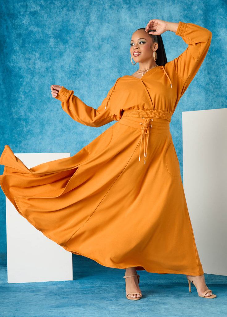 Side Split Drawstring Maxi Skirt – Ashley Stewart