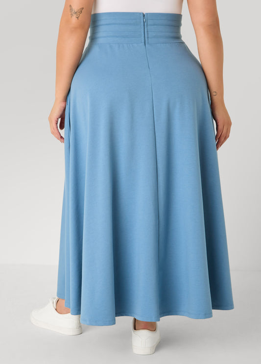 Drawstring Side Split Maxi Skirt