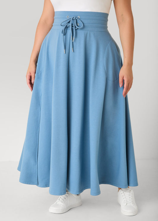Drawstring Side Split Maxi Skirt