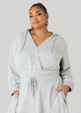 Cropped Faux Wrap Hoodie