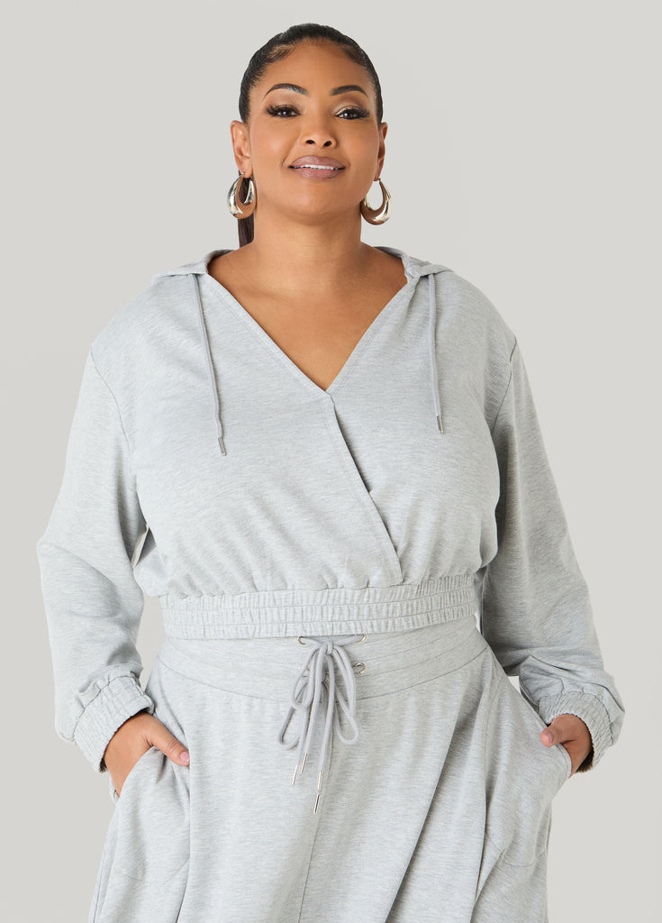 Cropped Faux Wrap Hoodie – Ashley Stewart