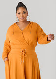 Cropped Faux Wrap Hoodie