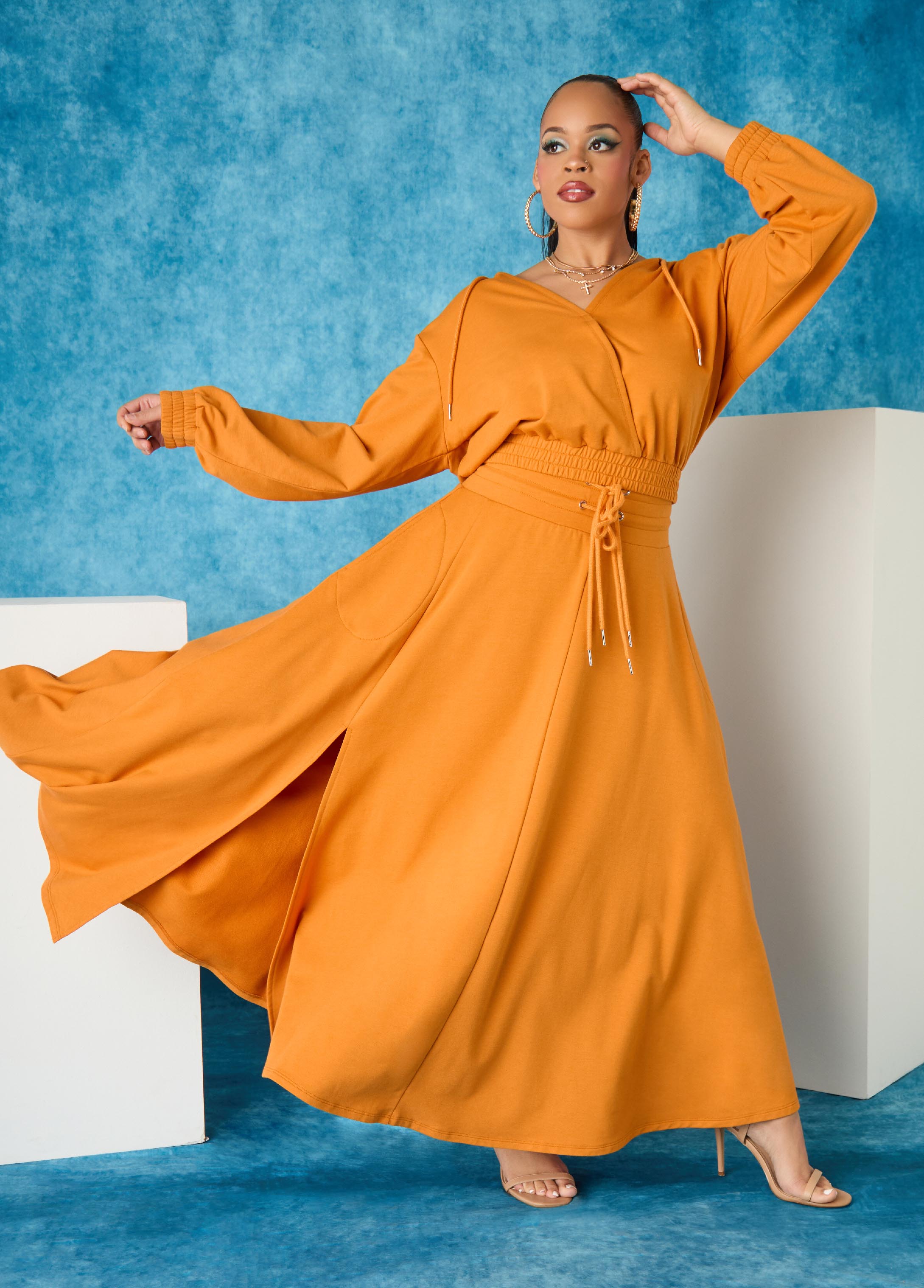 Plus Size Trendy Crop Hoodies Athleisurecore Two Piece Set