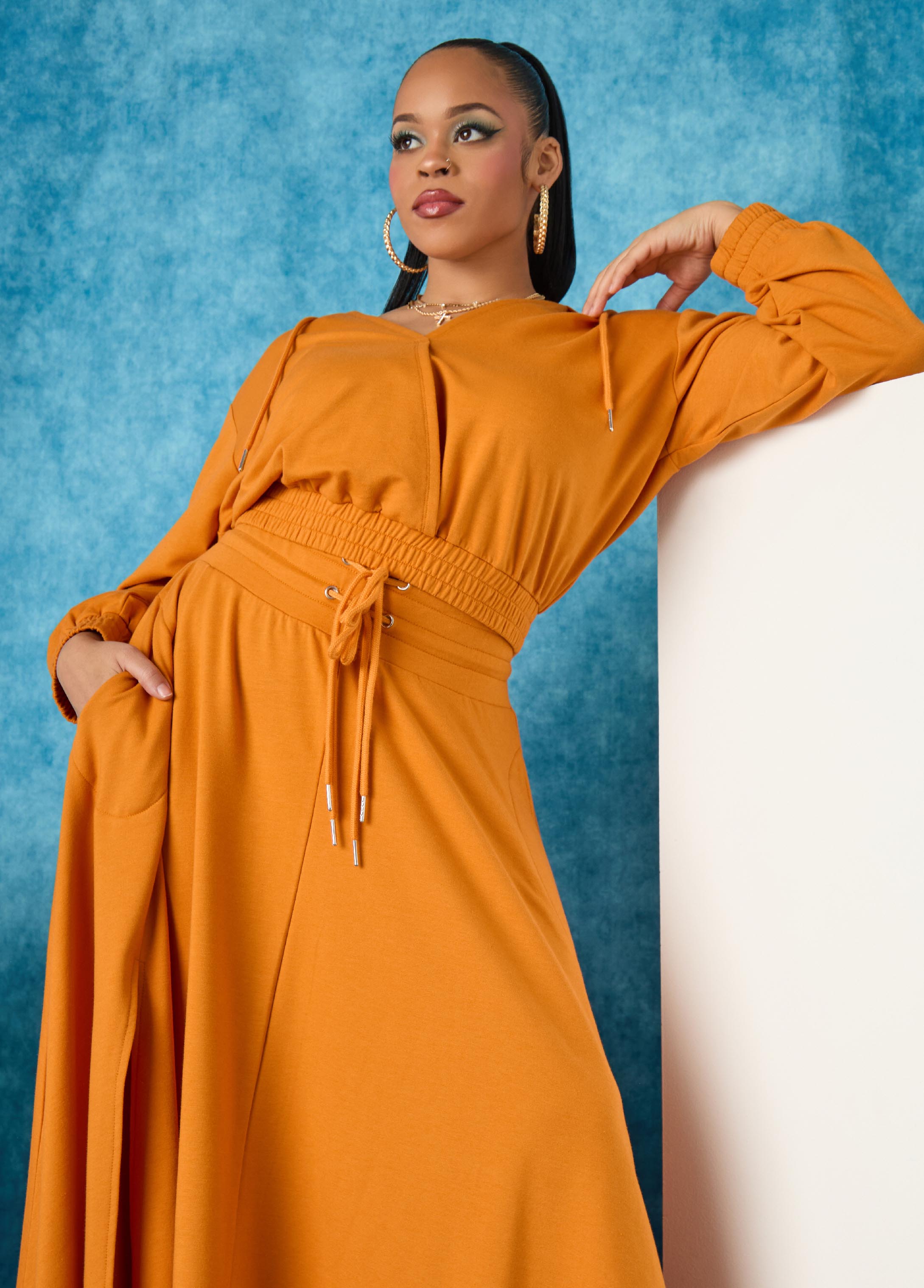 Plus Size Trendy Crop Hoodies Athleisurecore Two Piece Set