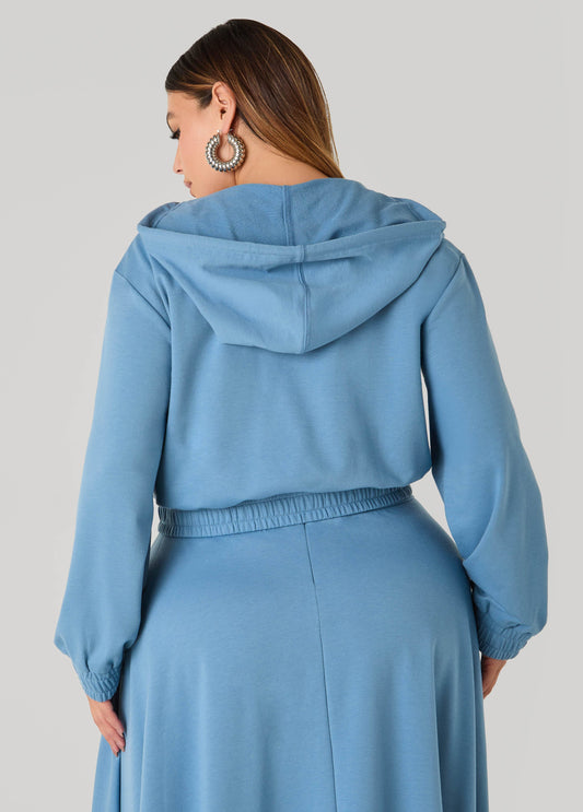 Faux Wrap Cropped Hoodie