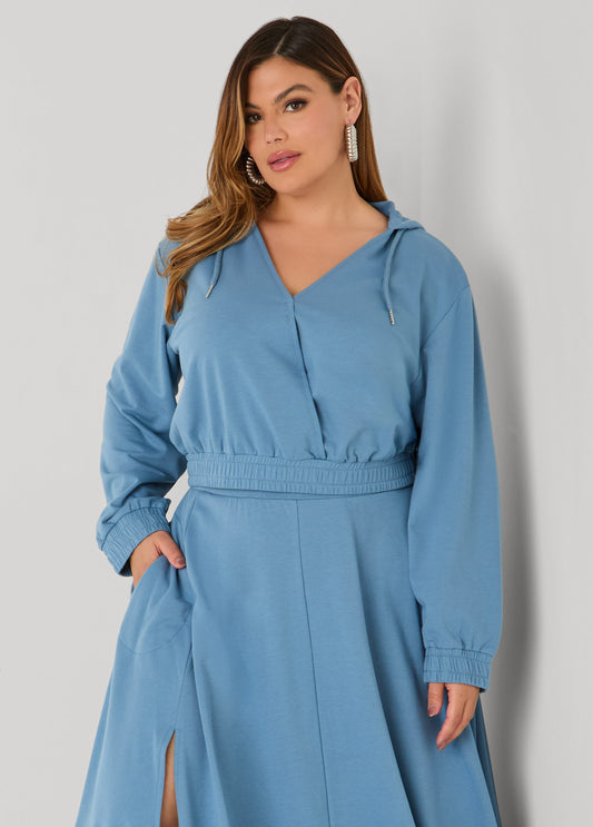 Faux Wrap Cropped Hoodie