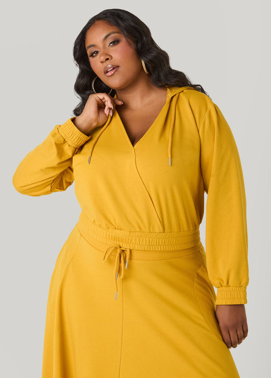 Cropped Faux Wrap Hoodie