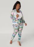 Plus Size High Rise Status Print Leggings